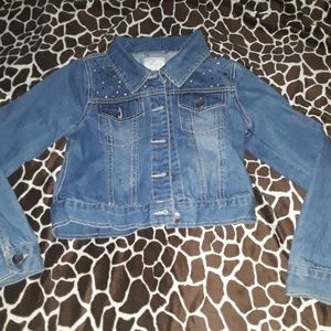 Cropped & bedazzled Jean jacket